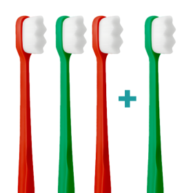 3+1 Ultrasoft zubná kefka Nanosmile Red&Darkgreen