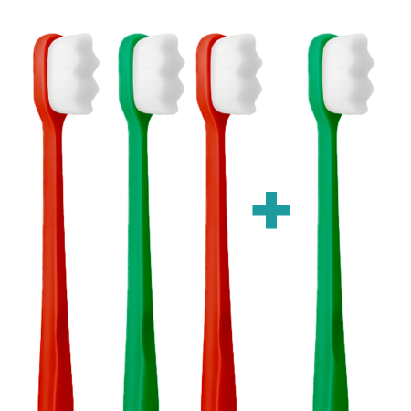 3+1 Ultrasoft zubná kefka Nanosmile Red&Darkgreen