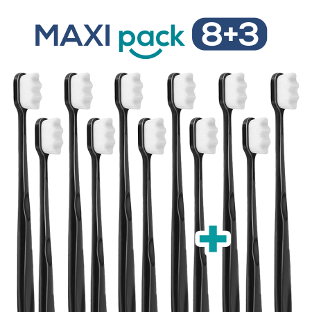MAXI PACK 8+3 Ultrasoft zubná kefka Nanosmile Black